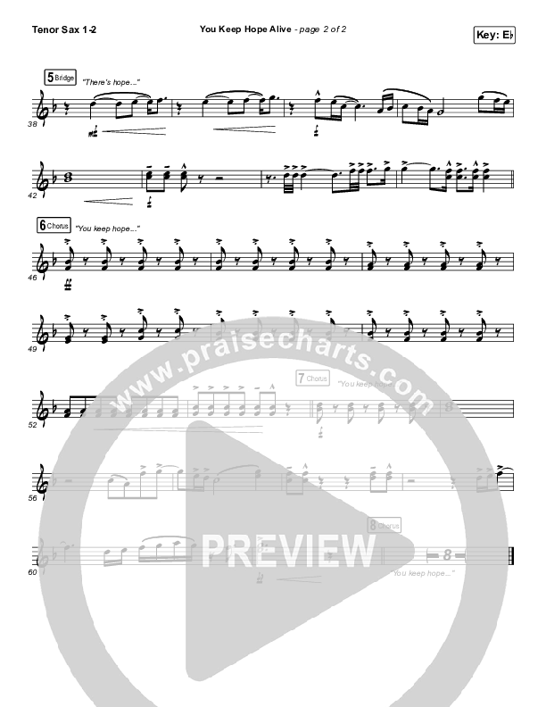 You Keep Hope Alive Tenor Sax 1/2 (Jon Reddick)