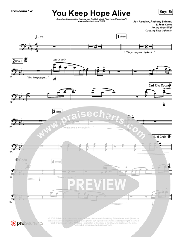 You Keep Hope Alive Trombone 1/2 (Jon Reddick)