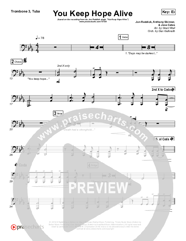 You Keep Hope Alive Trombone 3/Tuba (Jon Reddick)