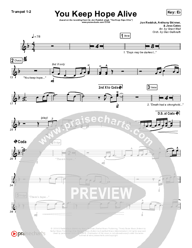 You Keep Hope Alive Trumpet 1,2 (Jon Reddick)
