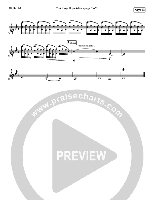 You Keep Hope Alive Violin 1/2 (Jon Reddick)