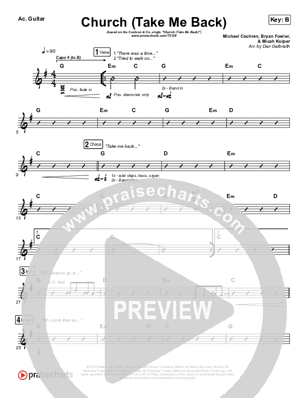 Church (Take Me Back) Rhythm Chart (Cochren & Co)