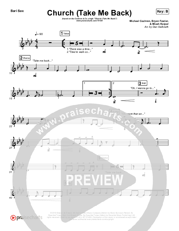 Church (Take Me Back) Bari Sax (Cochren & Co)