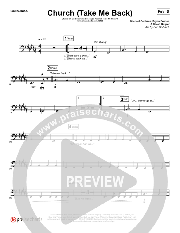 Church (Take Me Back) Cello/Bass (Cochren & Co)