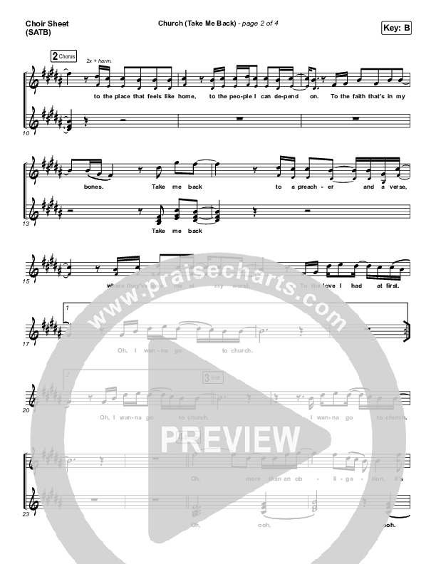 Church (Take Me Back) Choir Sheet (SATB) (Cochren & Co)