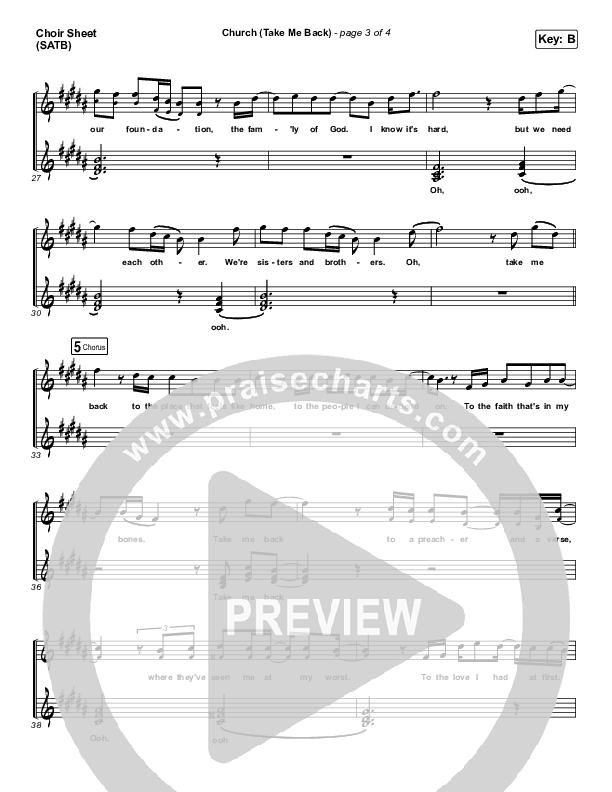 Church (Take Me Back) Choir Vocals (SATB) (Cochren & Co)