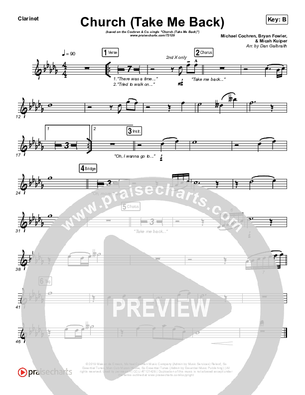 Church (Take Me Back) Clarinet (Cochren & Co)