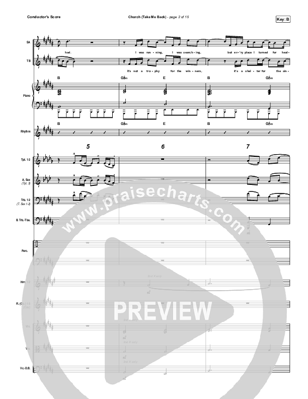 Church (Take Me Back) Conductor's Score (Cochren & Co)