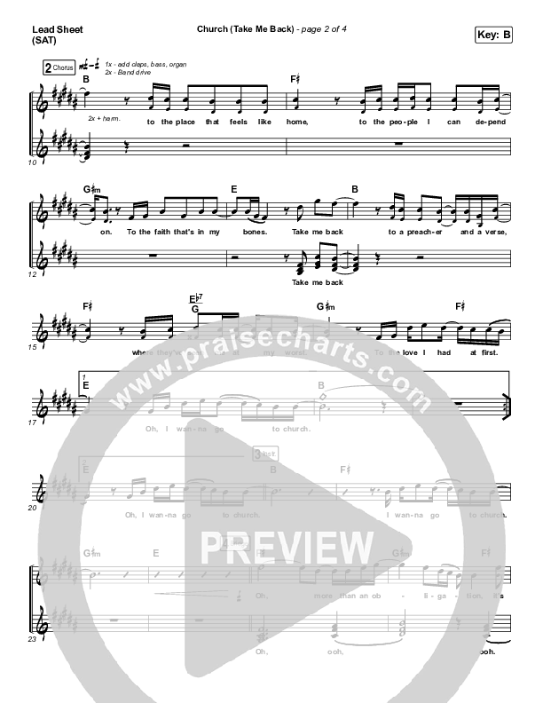 Church (Take Me Back) Lead Sheet (SAT) (Cochren & Co)