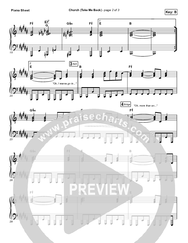 Church (Take Me Back) Piano Sheet (Cochren & Co)