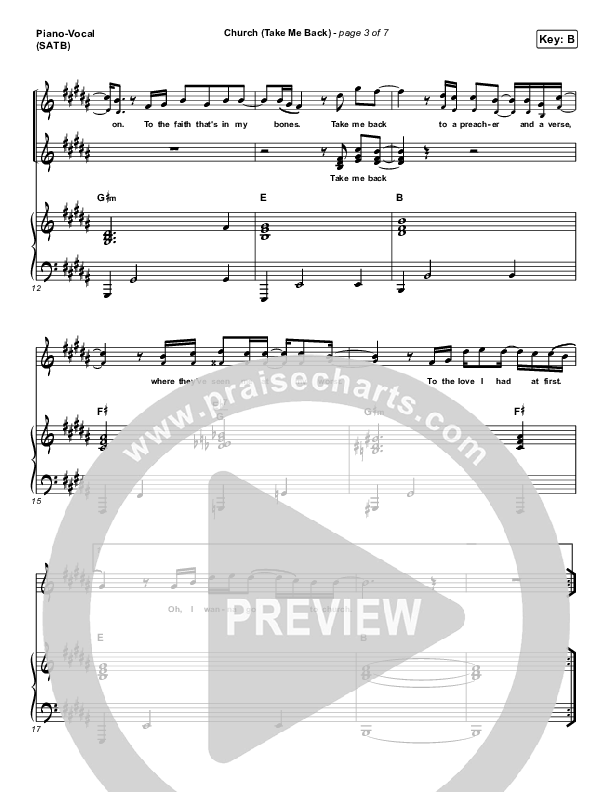 Church (Take Me Back) Piano/Vocal (SATB) (Cochren & Co)