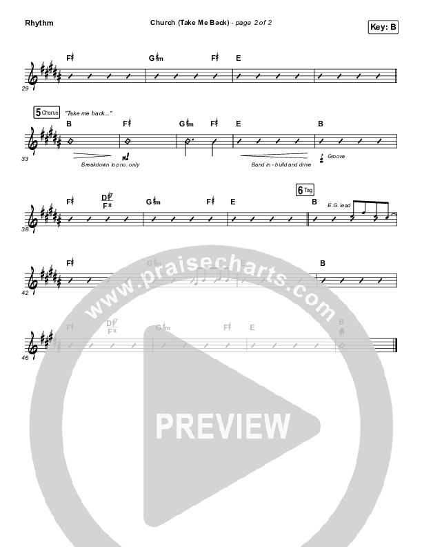 Church (Take Me Back) Rhythm Chart (Cochren & Co)