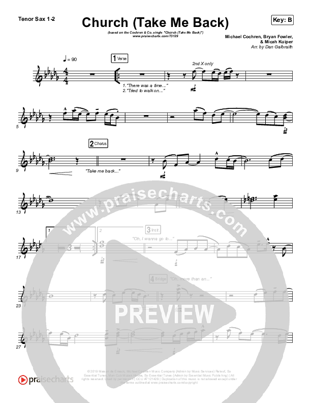 Church (Take Me Back) Tenor Sax 1/2 (Cochren & Co)