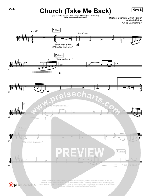 Church (Take Me Back) Viola (Cochren & Co)