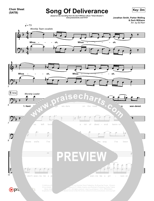 Song Of Deliverance Sheet Music PDF (Zach Williams) PraiseCharts