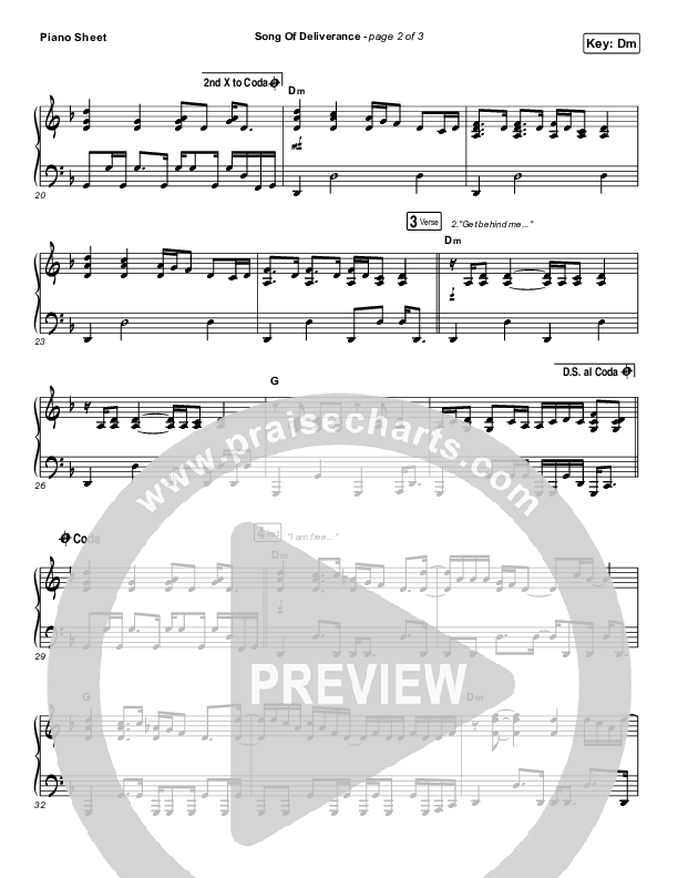 Song Of Deliverance Piano Sheet (Zach Williams)