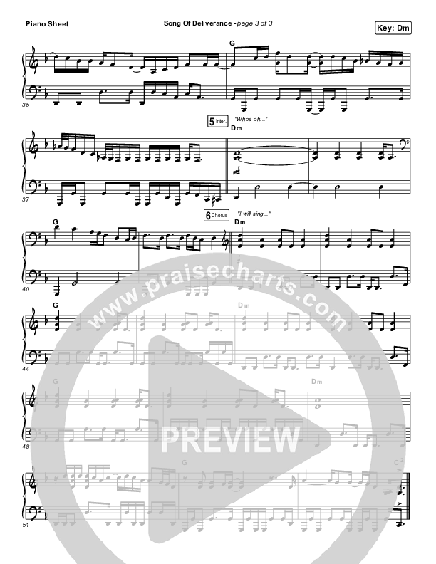 Song Of Deliverance Piano Sheet (Zach Williams)