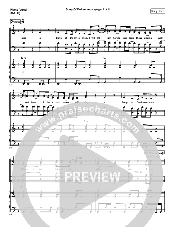 Song Of Deliverance Piano/Vocal (SATB) (Zach Williams)