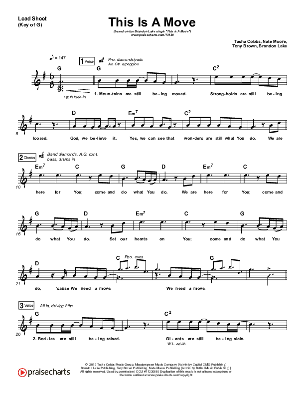 This Is A Move Lead Sheet (Melody) (Brandon Lake)