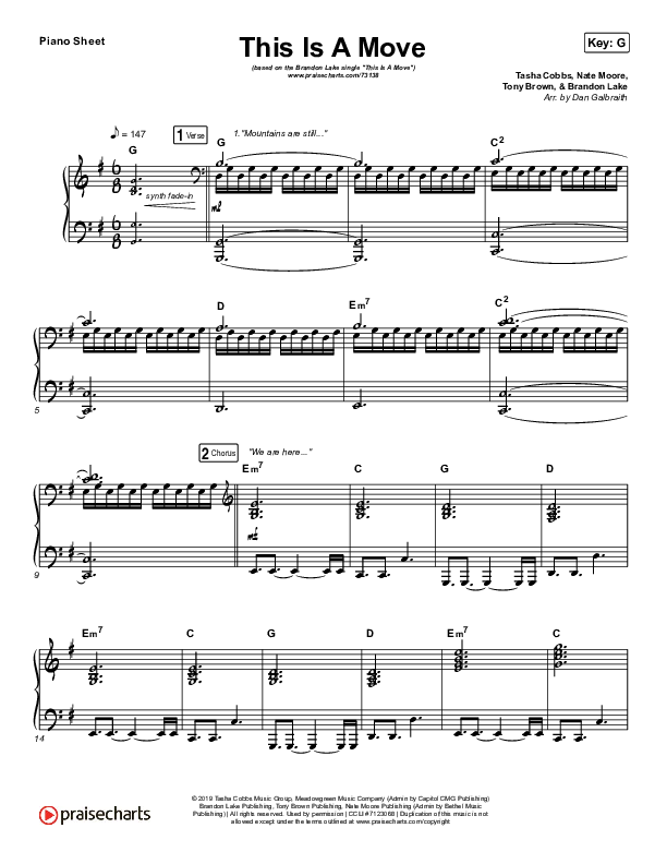 This Is A Move Piano Sheet (Brandon Lake)