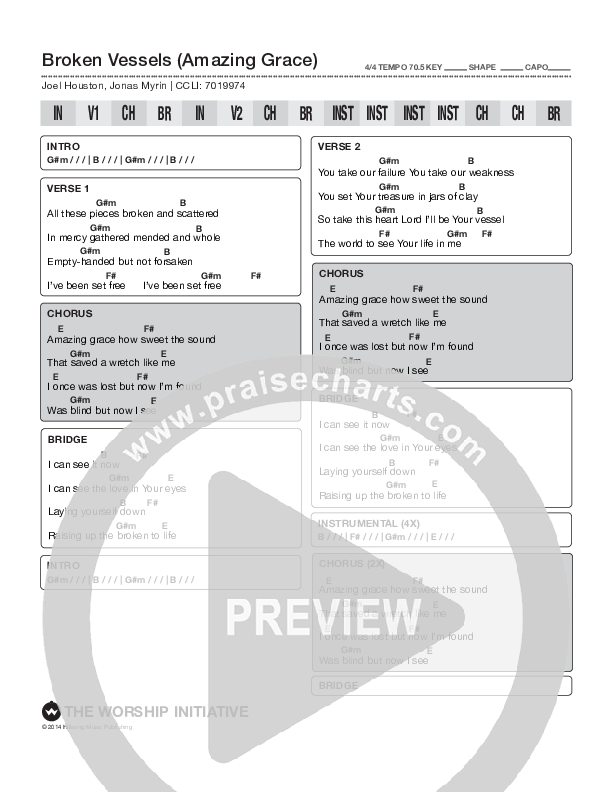 Broken Vessels (Amazing Grace) Chord Chart (Shane & Shane/The Worship Initiative)