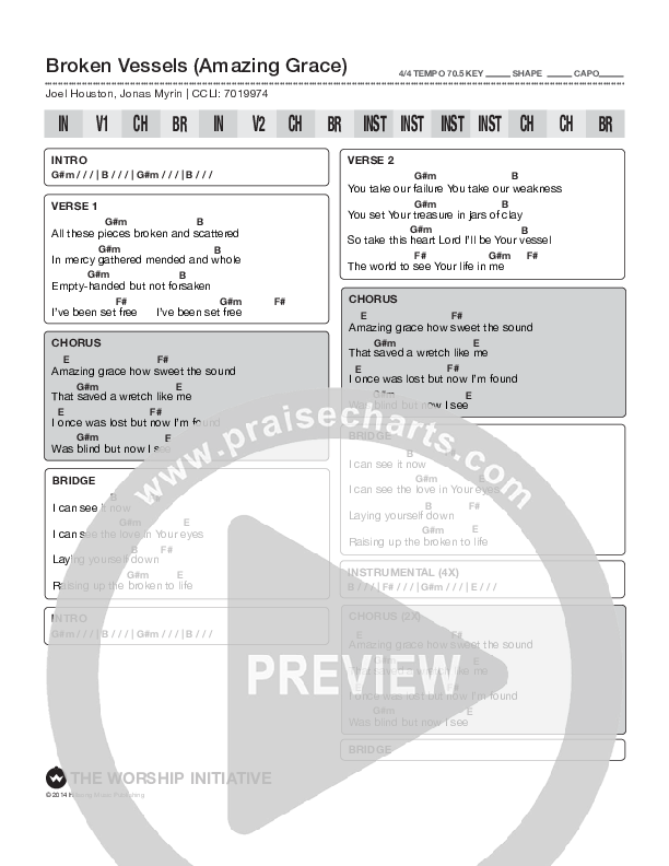 Broken Vessels Chord Chart (Shane & Shane/The Worship Initiative)