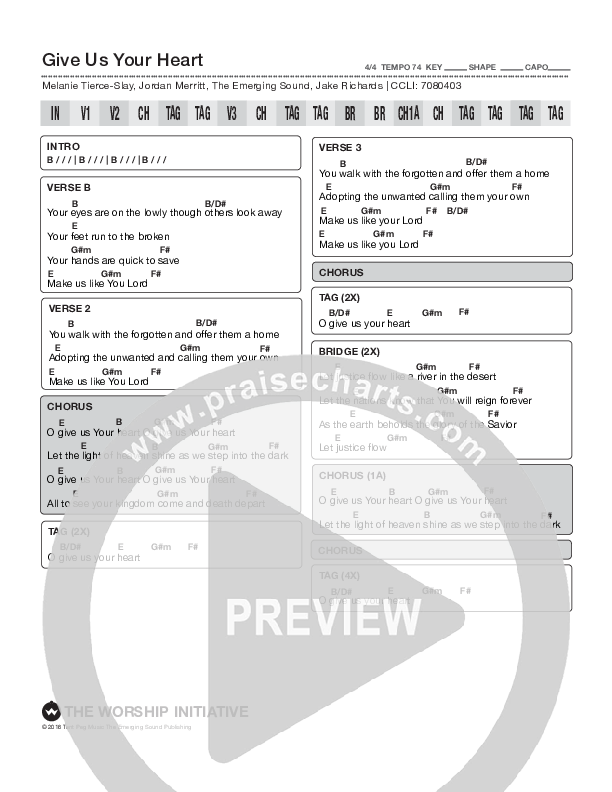 Give Us Your Heart Chord Chart (Shane & Shane/The Worship Initiative)