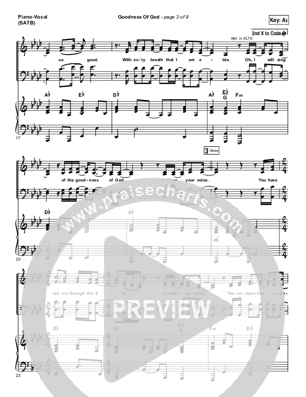 Goodness Of God Piano/Vocal (SATB) (Shane & Shane/The Worship Initiative)