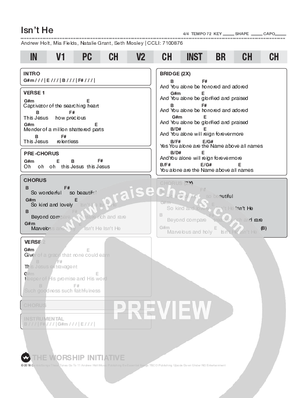 Isn't He (This Jesus) Chord Chart (Shane & Shane/The Worship Initiative)