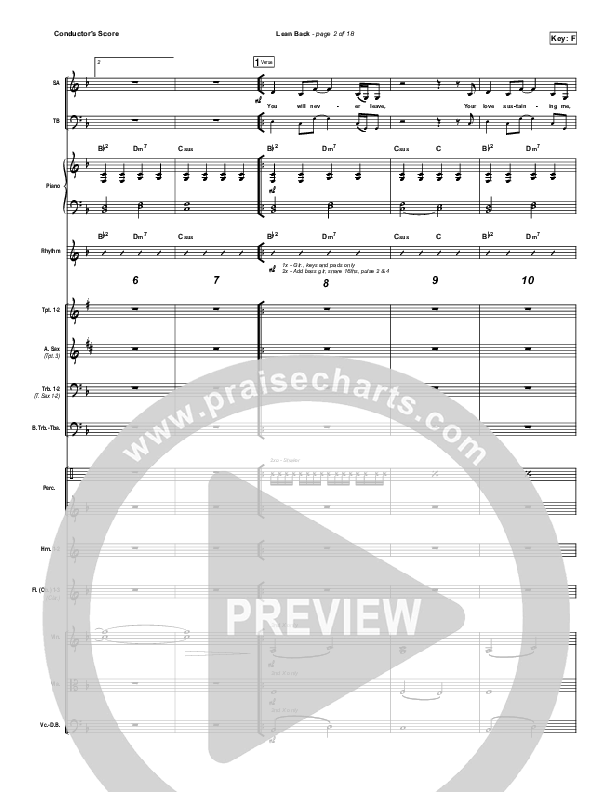 Lean Back Conductor's Score (Shane & Shane/The Worship Initiative)