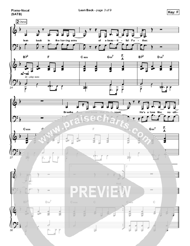 Lean Back Piano/Vocal (SATB) (Shane & Shane/The Worship Initiative)