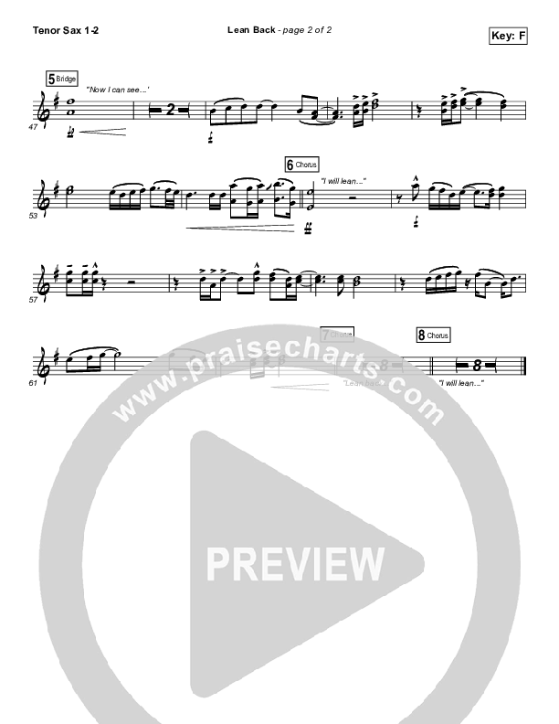 Lean Back Tenor Sax 1/2 (Shane & Shane/The Worship Initiative)