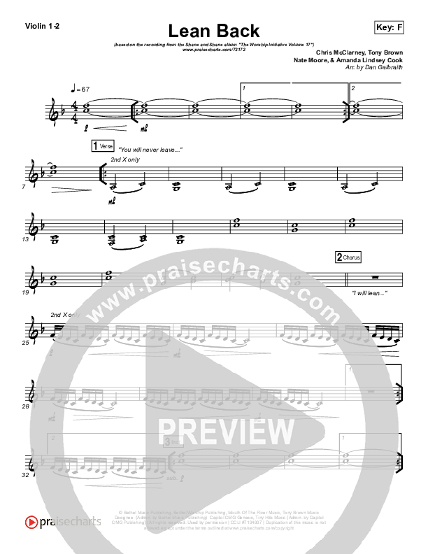 Lean Back Violin 1/2 (Shane & Shane/The Worship Initiative)