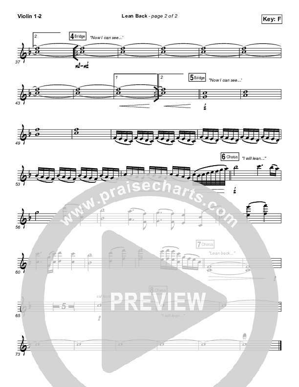 Lean Back Violin Sheet Music PDF (Shane & Shane/The Worship Initiative) PraiseCharts