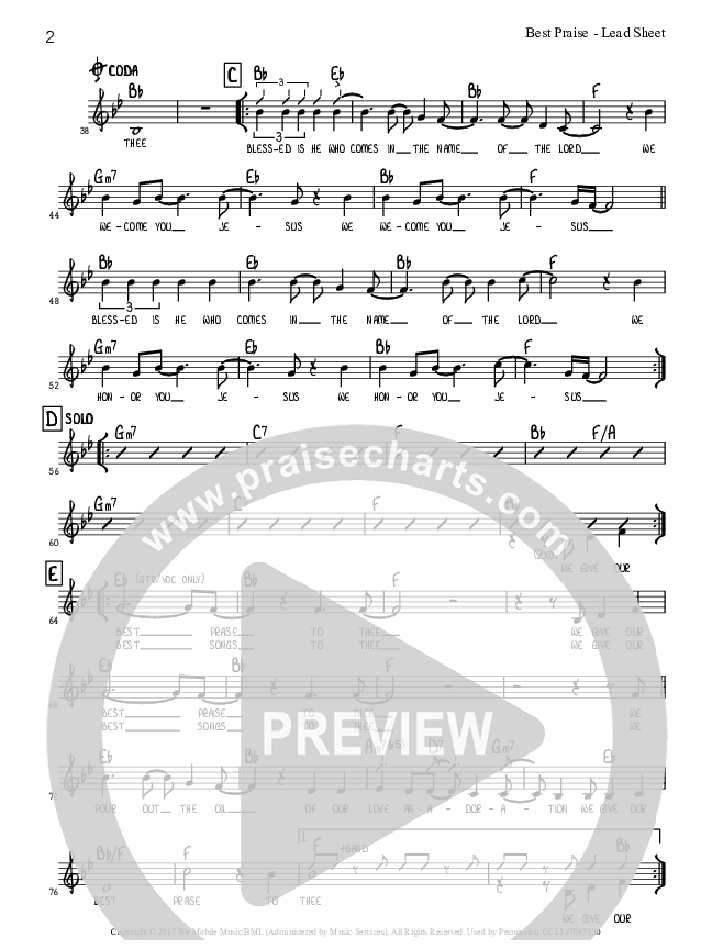 Best Praise Lead Sheet (SAT) (Tommy Walker)
