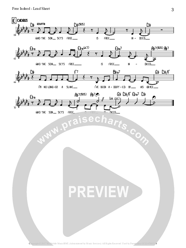 Free Indeed Lead Sheet (Tommy Walker)