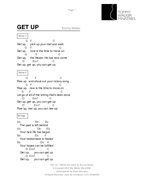 Get Up Chords & Lyrics (Tommy Walker)