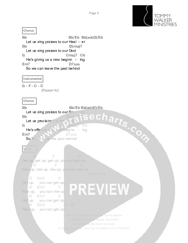 Get Up Chords & Lyrics (Tommy Walker)