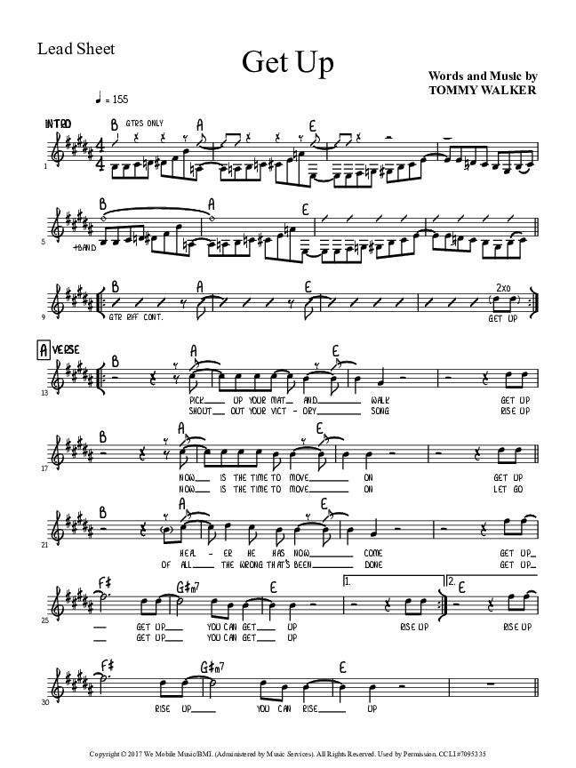 Get Up Lead Sheet (Tommy Walker)