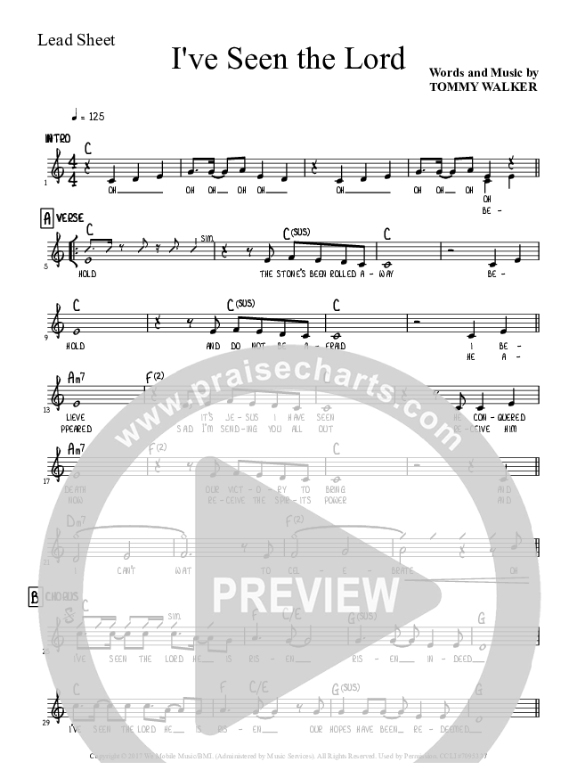 I've Seen The Lord Lead Sheet (Tommy Walker)