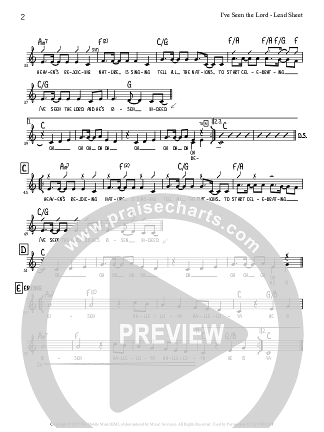 I've Seen The Lord Lead Sheet (Tommy Walker)