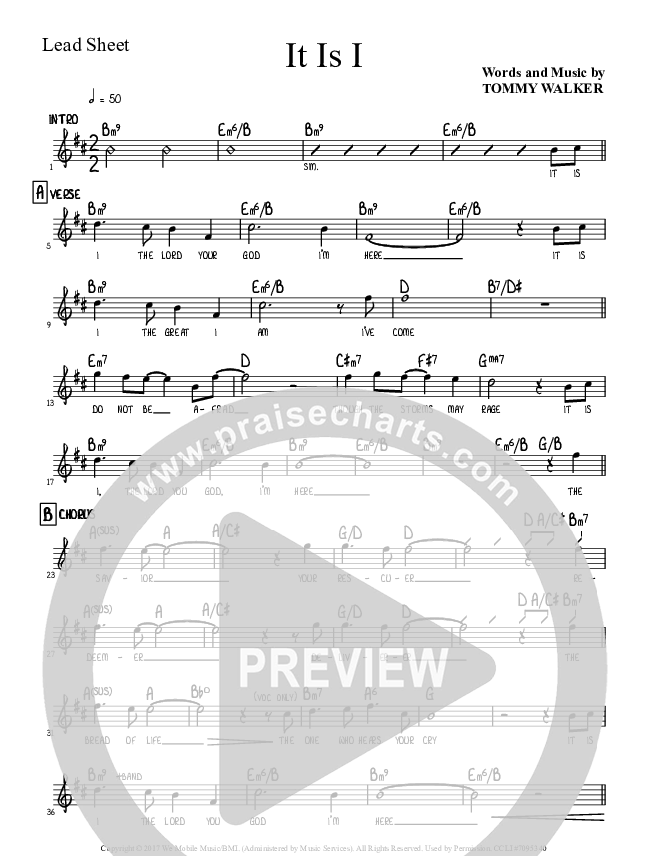 It Is I Lead Sheet (Tommy Walker)