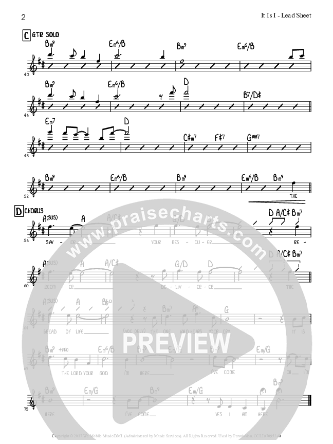 It Is I Lead Sheet (Tommy Walker)