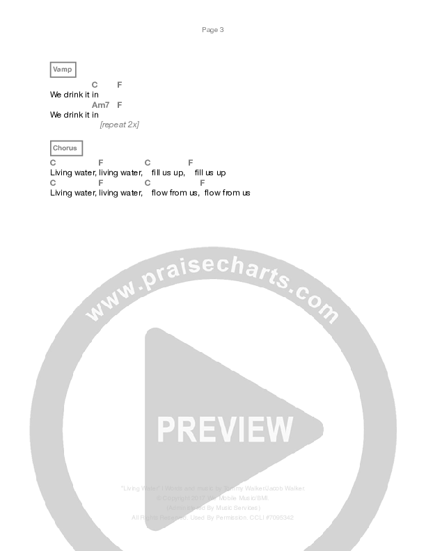 Living Water Chords & Lyrics (Tommy Walker)