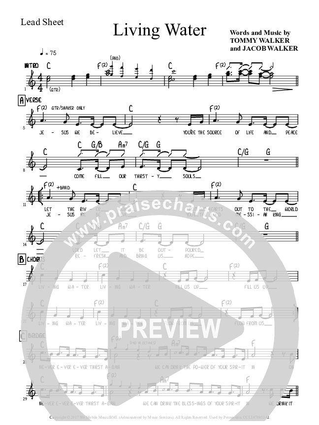 Living Water Lead Sheet (Tommy Walker)