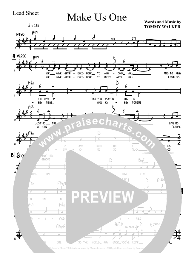 Make Us One Sheet Music (Tommy Walker) PraiseCharts
