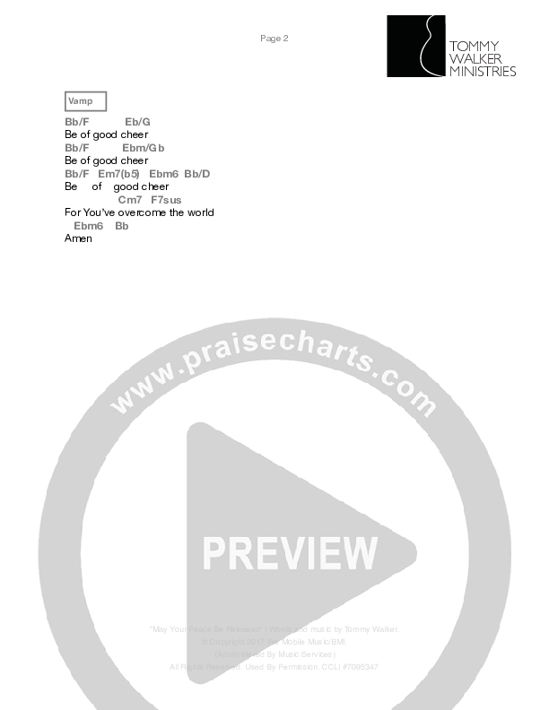 May Your Peace Be Released Chords & Lyrics (Tommy Walker)