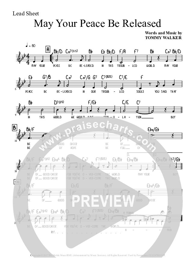 May Your Peace Be Released Lead Sheet (Tommy Walker)