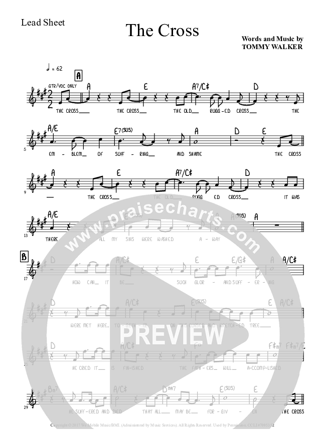 The Cross Lead Sheet (Tommy Walker)