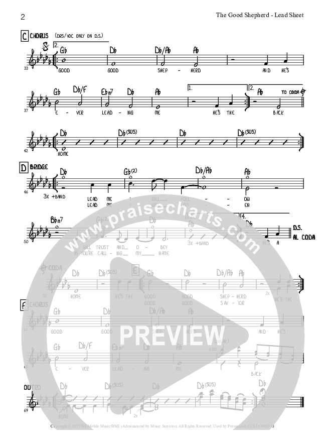 The Good Shepherd Lead Sheet (Tommy Walker)